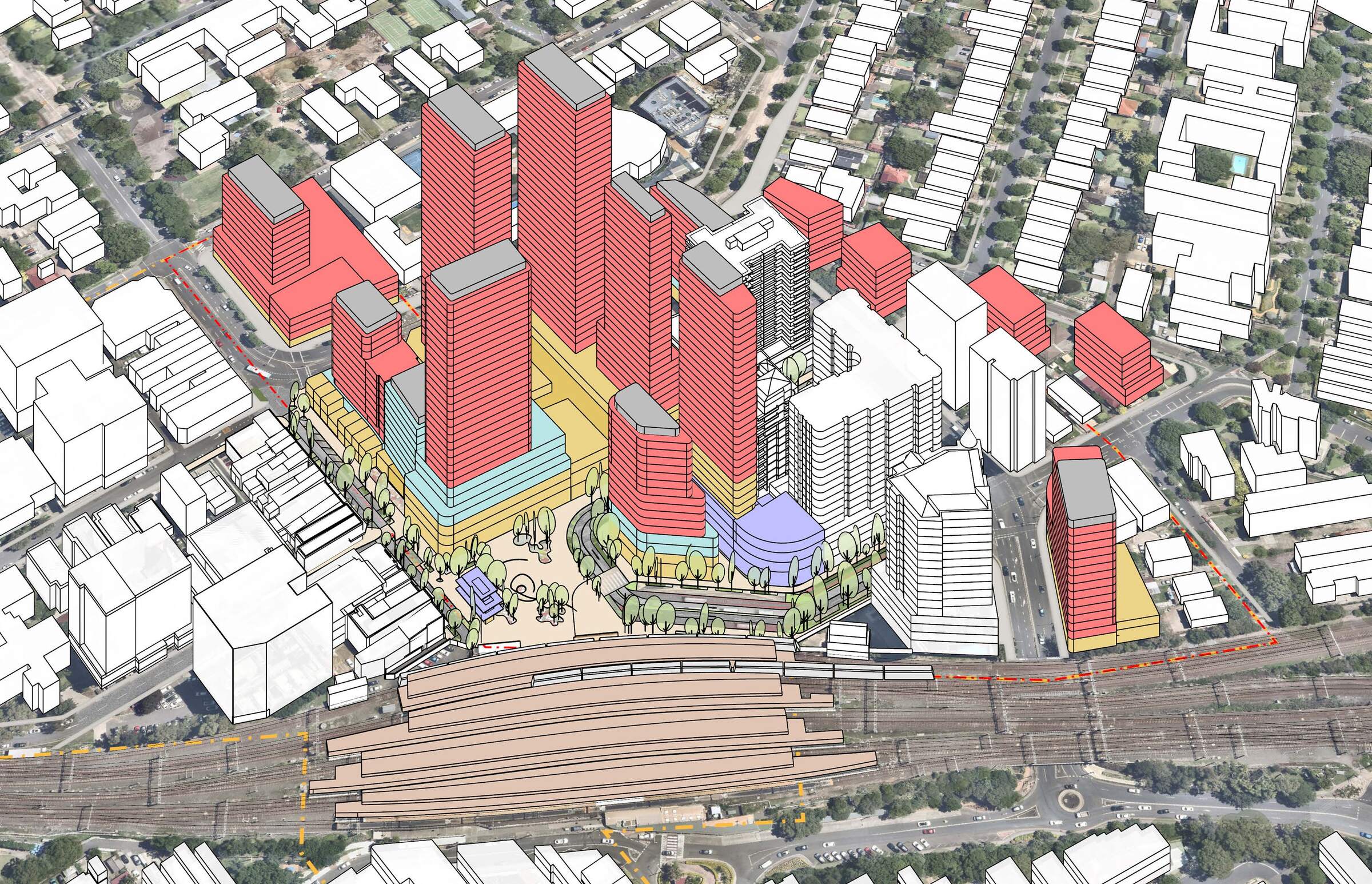 Key sites model of Strathfield Town Centre, Option 2